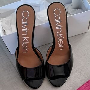 Calvin Klein Black Patent Mules